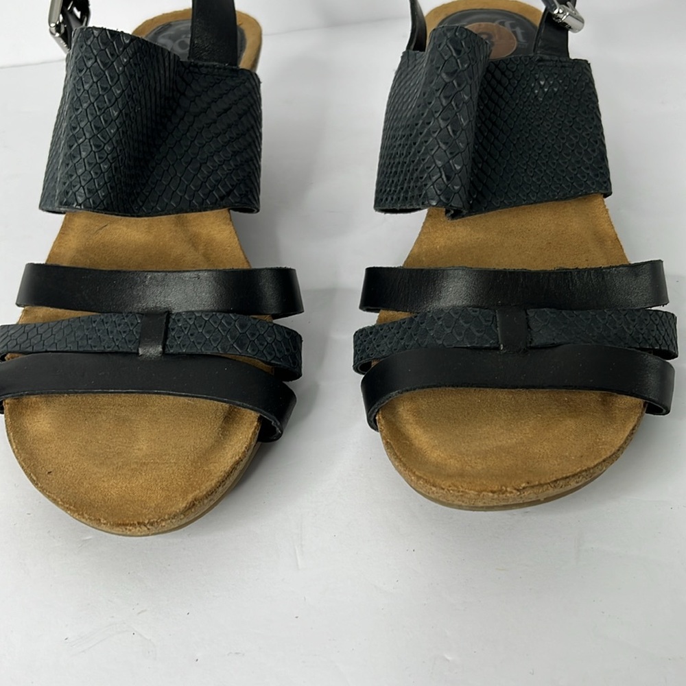 SOFFT Black Leather Wedge Sandals Sz 8 - Picture 4 of 8